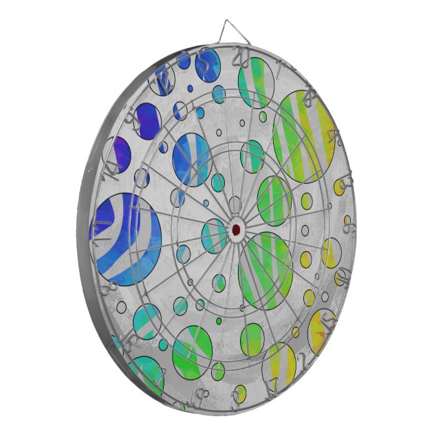 Zebra Rainbow and White Print Dartboard (Front Left)