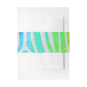 Zebra Rainbow and White Print Invitation Belly Band