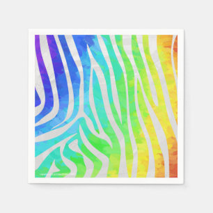 Zebra Rainbow and White Print Napkin
