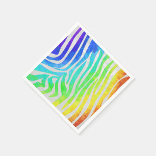 Zebra Rainbow and White Print Napkin