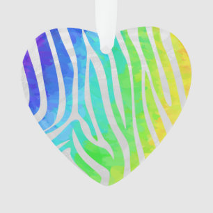Zebra Rainbow and White Print Ornament