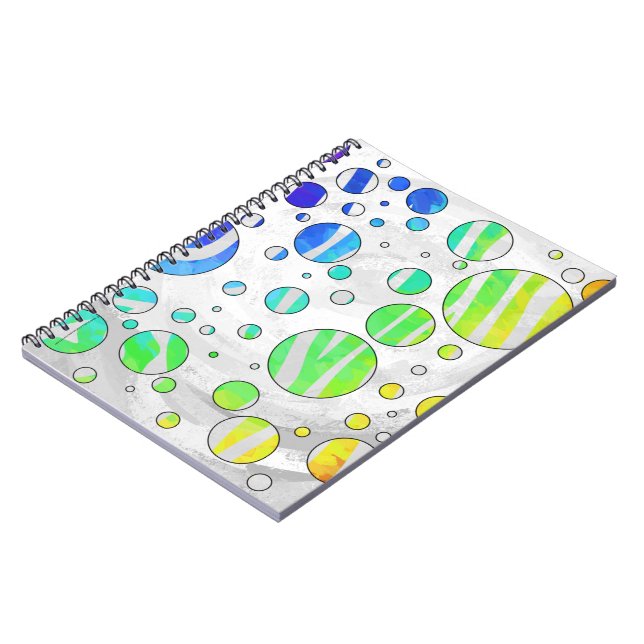 Zebra Rainbow and White Print Spiral Notebook (Left Side)