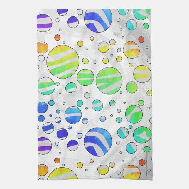 Zebra Rainbow and White Print Tea Towel (Vertical)