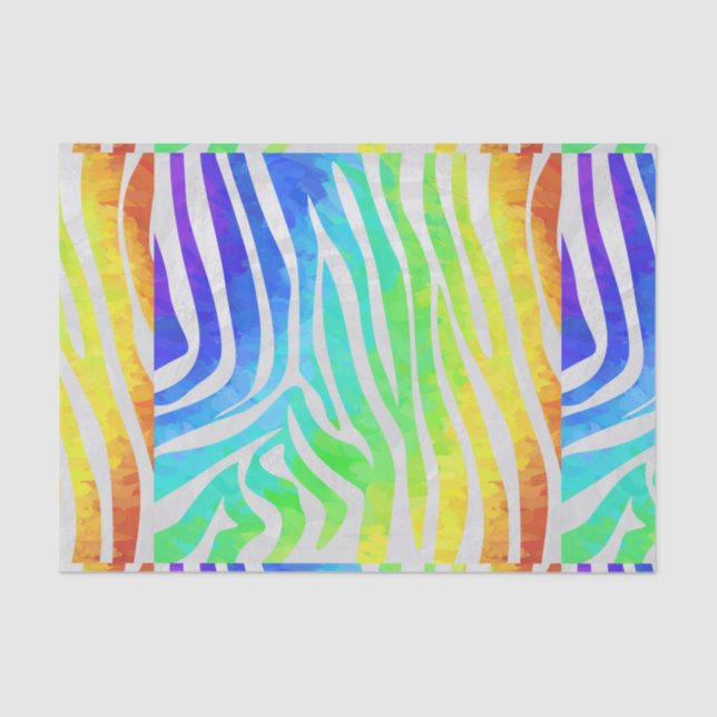 Zebra Rainbow and White Print Tissue Paper (Front)
