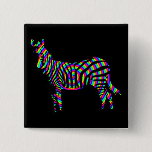 Zebra Rainbow Silhouette Button Badge Pin