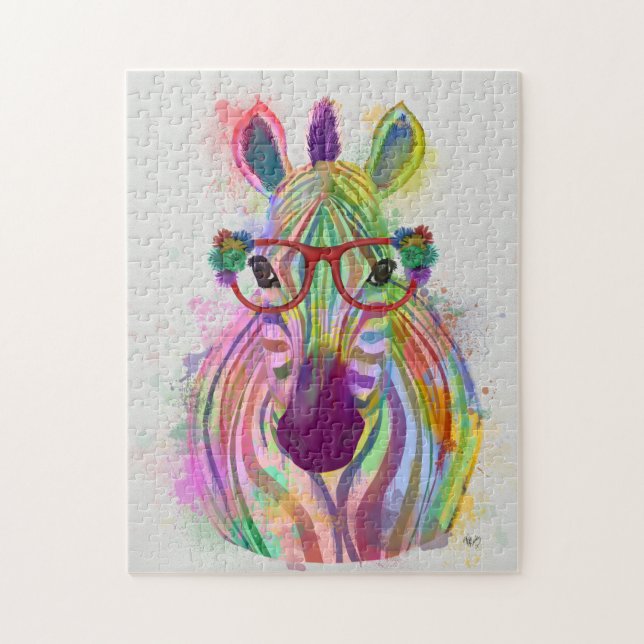 Zebra Rainbow Splash Jigsaw Puzzle (Vertical)
