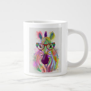 Zebra Rainbow Splash Large Coffee Mug