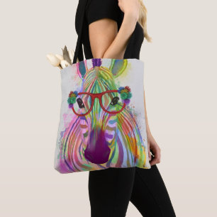 Zebra Rainbow Splash Tote Bag