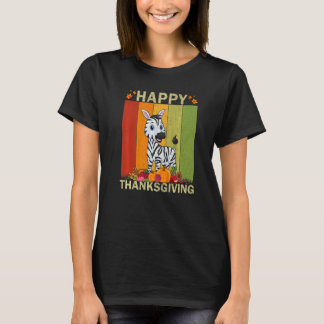 Zebra  Retro Graphic Family Matching Thanksgiving T-Shirt