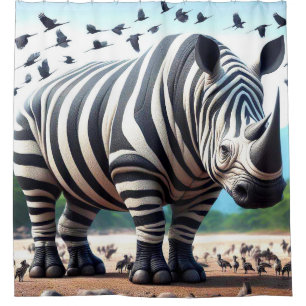 Zebra-Rhino Shower Curtain