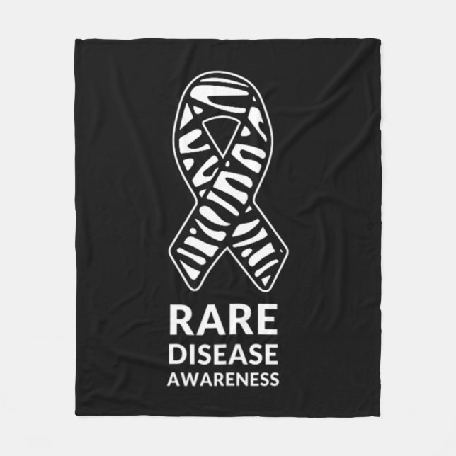 Zebra Ribbon Awareness Rare Disease Minimalist T-S Fleece Blanket (Front)