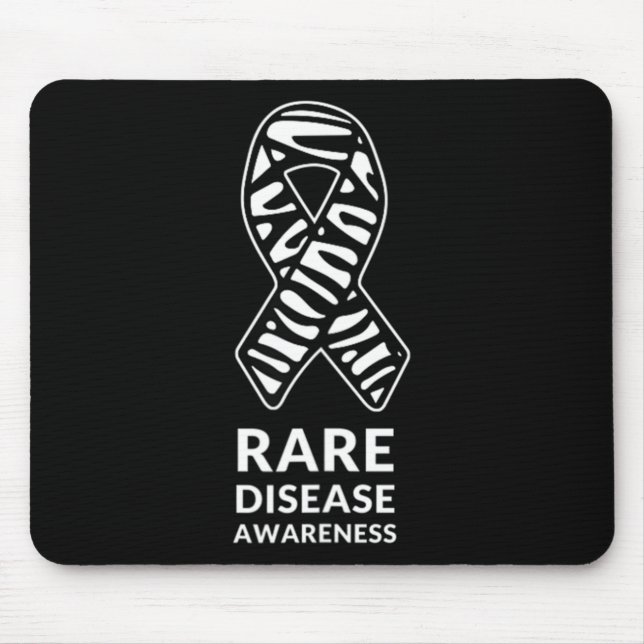Zebra Ribbon Awareness Rare Disease Minimalist T-S Mouse Pad (Front)