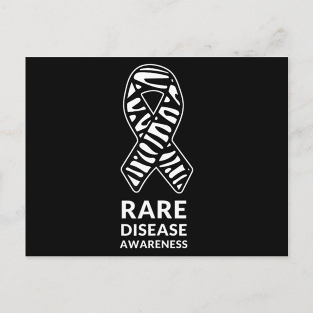 Zebra Ribbon Awareness Rare Disease Minimalist T-S Postcard (Front)