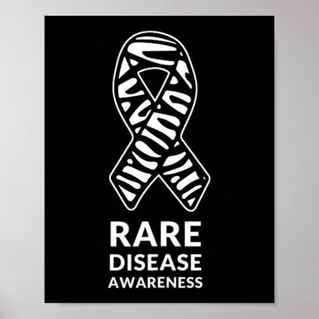 Zebra Ribbon Awareness Rare Disease Minimalist T-S Poster (Front)