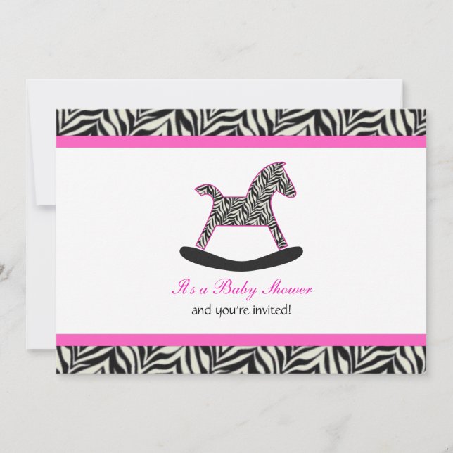 Zebra Rocking Horse Party Invitations (Front)