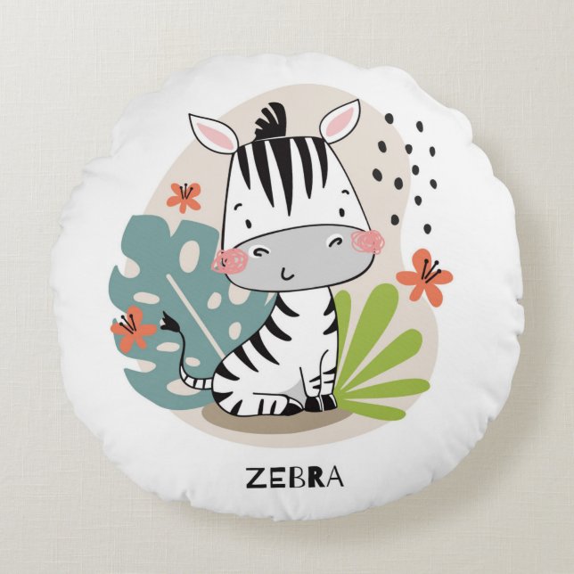 Zebra Round Pillow (Front)