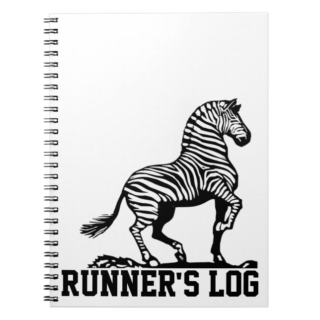 Zebra Runner's Log Black & White Running Notebook (Front)