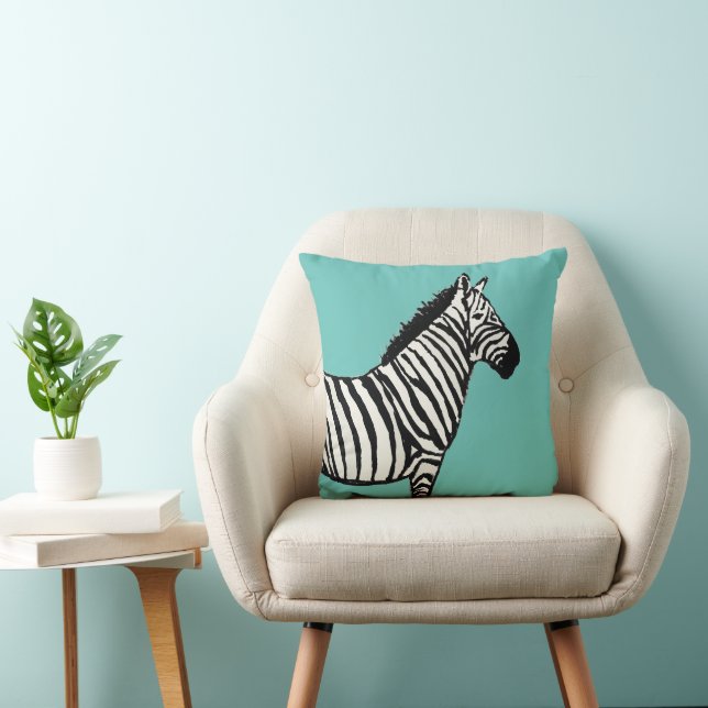 Zebra Safari Animal Print Throw Pillow (Chair)