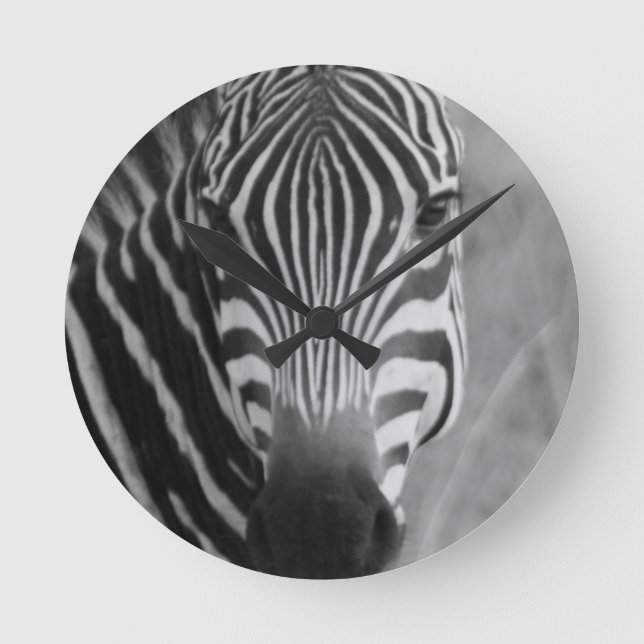 Zebra Safari Cute African Classy Stripes Round Clock (Front)