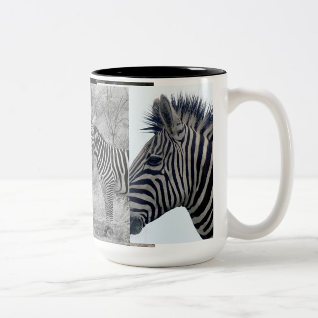 Zebra Safari Cute African Classy Stripes Two-Tone Coffee Mug (Right)