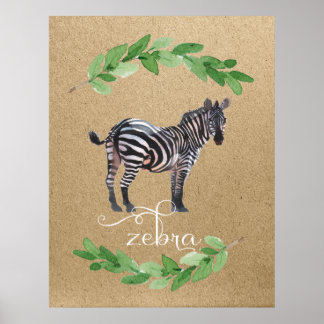 Zebra Safari Jungle Nursery Art Poster