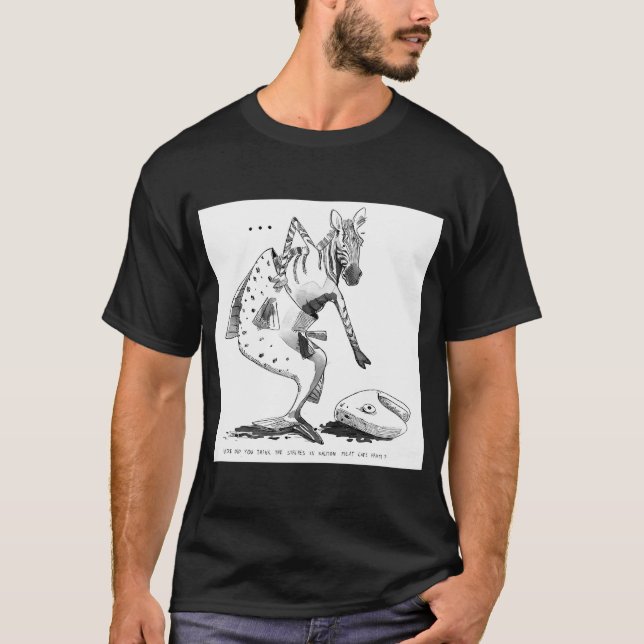 Zebra Salmon Cartoon T-Shirt (Front)