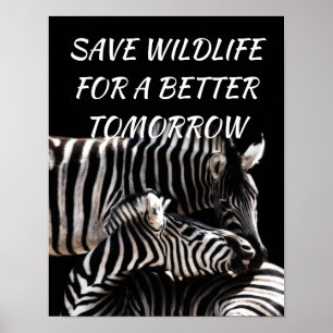 Zebra, Save Wildlife for a Better Tomorrow Nature Poster