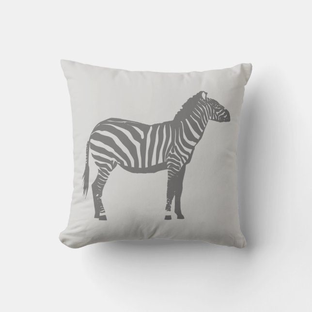 Zebra - Shades of Grey / Grey Cushion (Front)