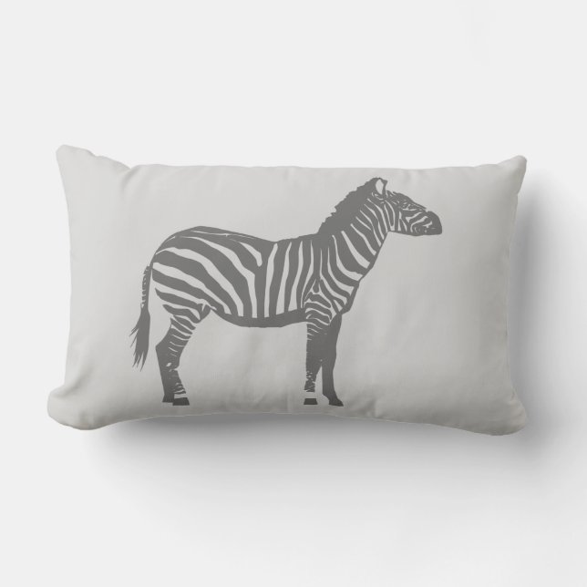 Zebra - Shades of Grey / Grey Lumbar Cushion (Front)