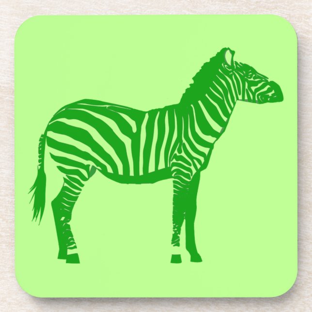Zebra - Shades of Lime Green Coaster (Front)