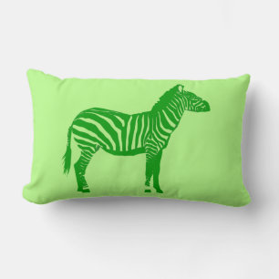Zebra - Shades of Lime Green Lumbar Cushion