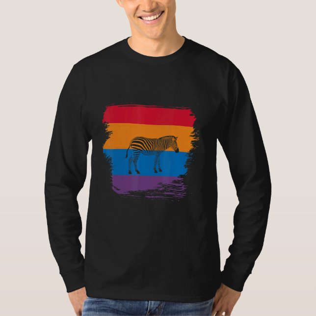 Zebra Shadow Silhouette With Colourful Flag T-Shirt (Front)