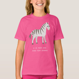 Zebra Shirt for Little Girl with Custom Text