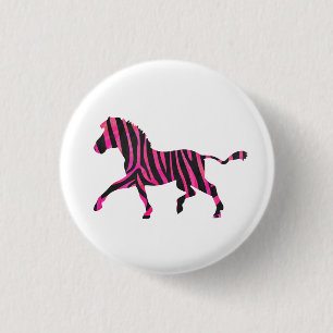 Zebra Silhouette Black and Hot Pink Print 3 Cm Round Badge