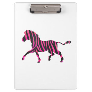 Zebra Silhouette Black and Hot Pink Print Clipboard