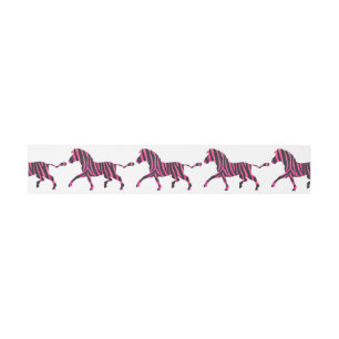 Zebra Silhouette Black and Hot Pink Print Invitation Belly Band
