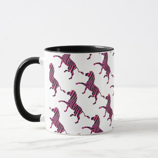 Zebra Silhouette Black and Hot Pink Print Mug (Left)