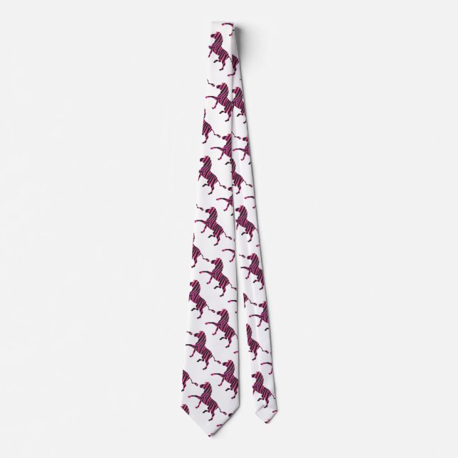 Zebra Silhouette Black and Hot Pink Print Tie (Front)