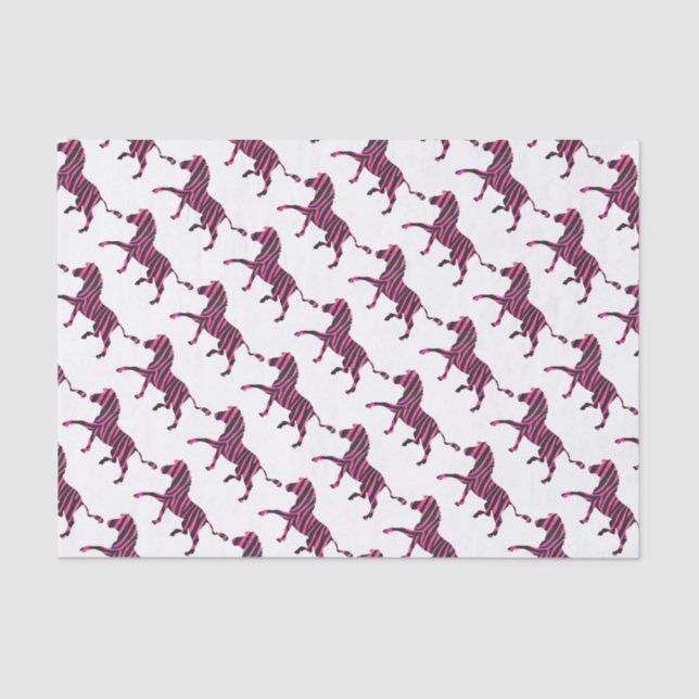 Zebra Silhouette Black and Hot Pink Print Tissue Paper (Front)
