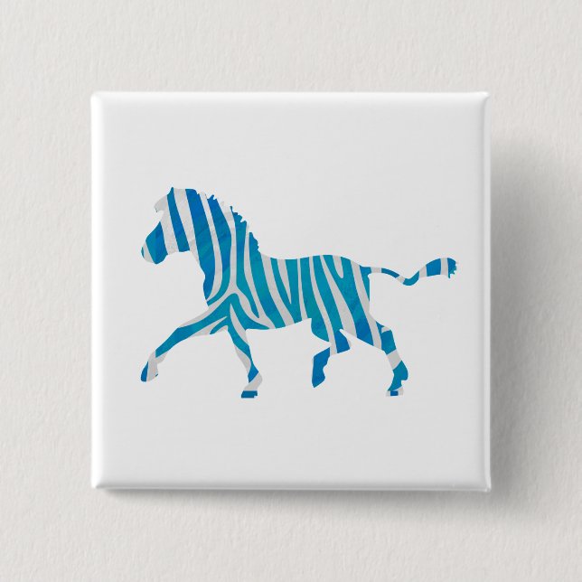 Zebra Silhouette Blue and White 15 Cm Square Badge (Front)