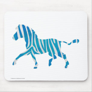 Zebra Silhouette Blue and White Mouse Pad