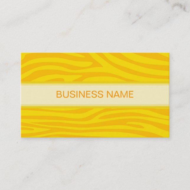 Zebra Skin and Plain Yellow Business Card (Front)
