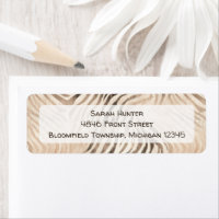 Zebra skin animal , jungle safari return address