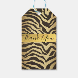 Zebra Skin Animal Print Gold Favour Gift Tags