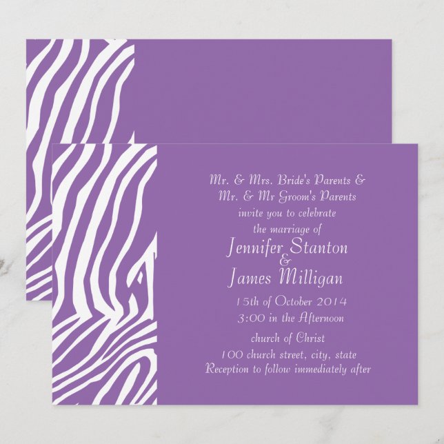 Zebra  skin pattern invitation (Front/Back)