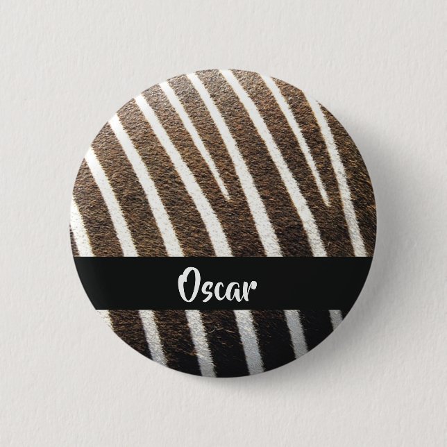 Zebra skin print 6 cm round badge (Front)