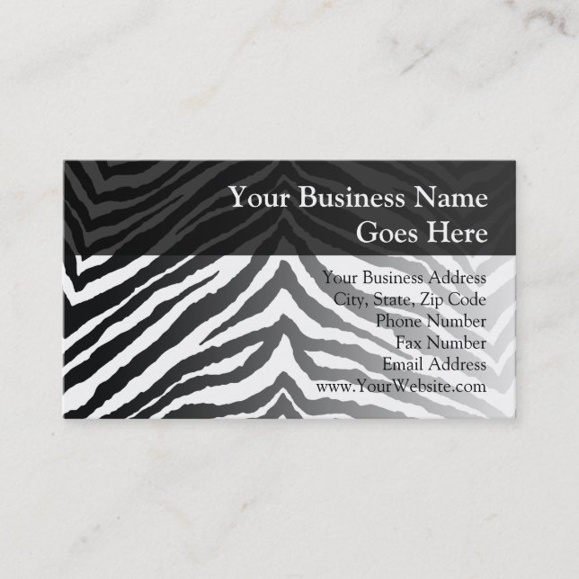 Zebra Skin Print Business Card (Front)