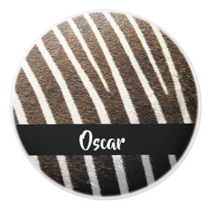 Zebra skin print ceramic knob