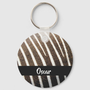 Zebra skin print key ring