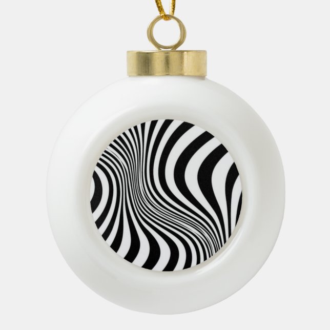 Zebra Skin Print Texture Pattern Ceramic Ball Christmas Ornament (Front)
